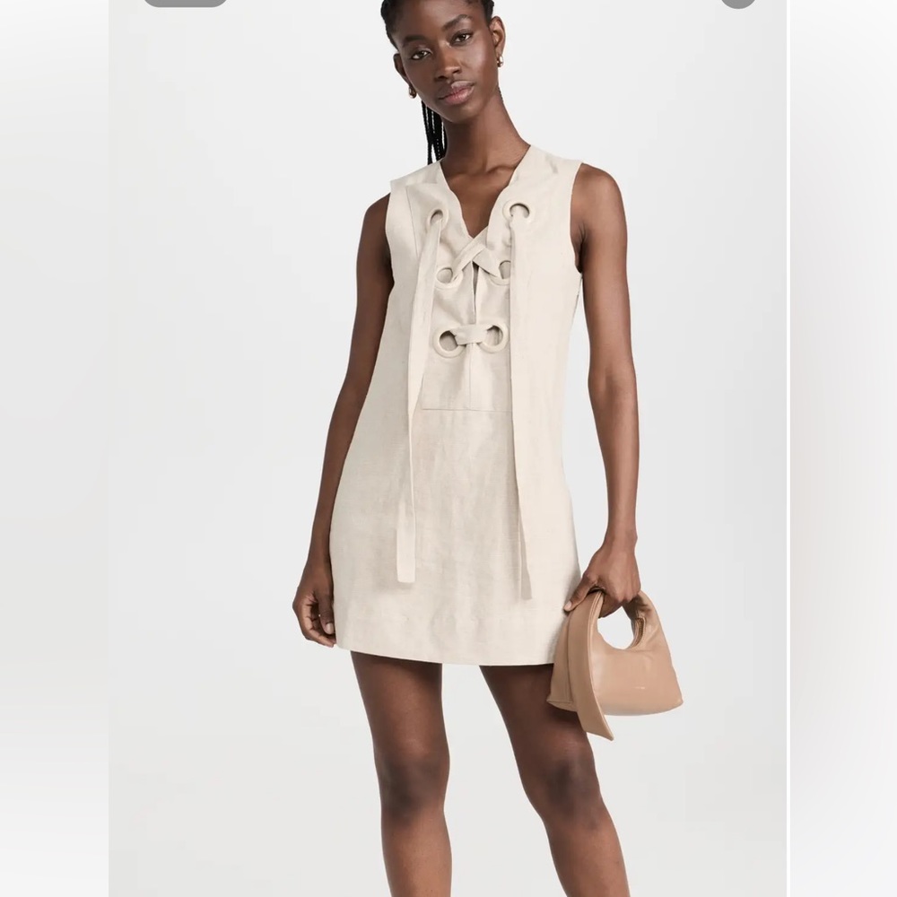 English Factory
Linen Lace Up Front Dress